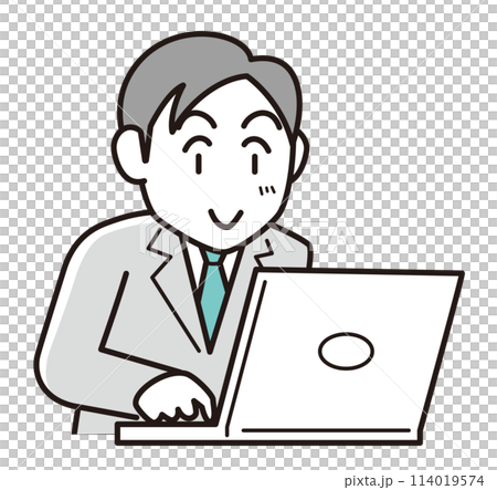 Businessman operating a personal computer 114019574