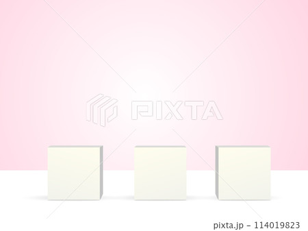 3つ並んだ木片とピンク背景 3つ並んだ木片とピンク背景 114019823