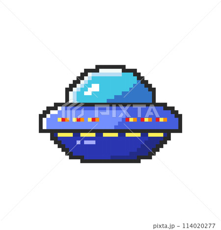 Vector Illustration of Ufo Spaceship with Pixel Art Design 114020277