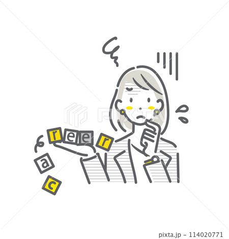 キャリアパスに悩む働く女性　シンプルでお洒落な線画イラスト 114020771