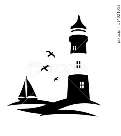 Light house by the sea with a white background Light house by the sea with a white background 114021053