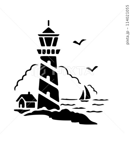 Light house by the sea with a white background Light house by the sea with a white background 114021055