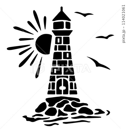 Light house by the sea with a white background 114021061