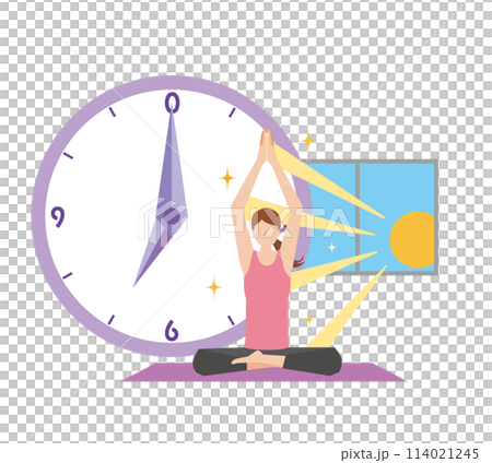 A woman doing yoga in the morning A woman doing yoga in the morning 114021245