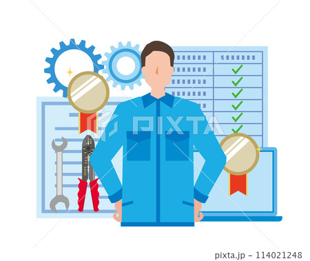 多能工と資格を保持する男性 多能工と資格を保持する男性 114021248