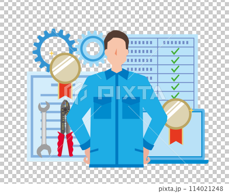 多能工と資格を保持する男性 多能工と資格を保持する男性 114021248