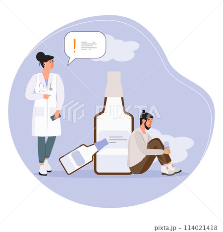 Doctor People Alcohol addiction Alcoholism Vector Doctor People Alcohol addiction Alcoholism Vector 114021418