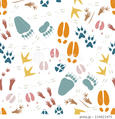 Pattern Wild Animals Paw Tracks Footprints Traces 114021475