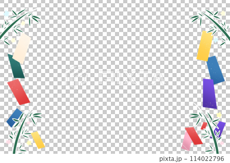 白線色竹草和紙條插畫素材 114022796