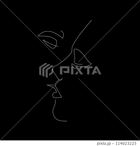 Kissing couple with lines on black 114023225
