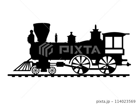 Black and white train image in illustrator on a white background 114023569