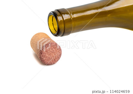 wine cork and bottle isolated on the white 114024659