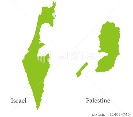 イスラエルとパレスチナの地図のセット、可愛い手描き風 イスラエルとパレスチナの地図のセット、可愛い手描き風 114024740