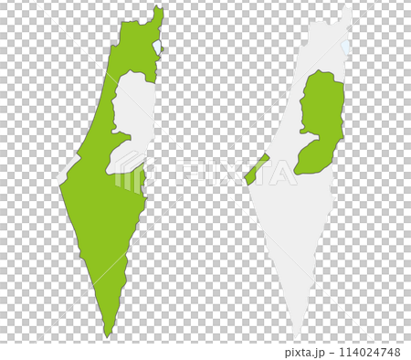 イスラエルとパレスチナの地図のセット 114024748
