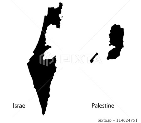 イスラエルとパレスチナの地図のセット、シルエット イスラエルとパレスチナの地図のセット、シルエット 114024751