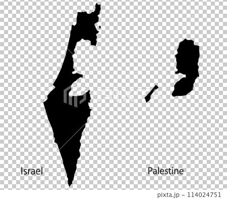 イスラエルとパレスチナの地図のセット、シルエット イスラエルとパレスチナの地図のセット、シルエット 114024751