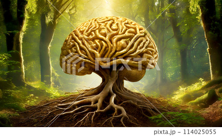 Old Twisted Roots Transforming into a Human Brain - Generative Ai 114025055