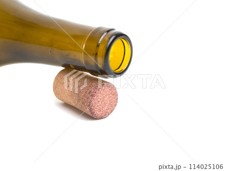 wine cork and bottle isolated on the white wine cork and bottle isolated on the white 114025106
