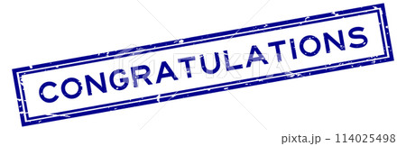 Grunge blue congratulations word square rubber stamp in white background 114025498