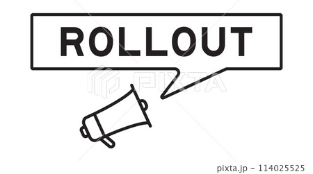 Megaphone icon with speech bubble in word rollout on white background 114025525