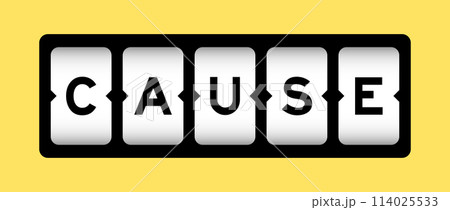 Black color in word cause on slot banner with yellow color background 114025533