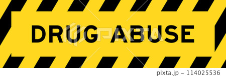 Yellow and black color with line striped label banner with word drug abuse 114025536