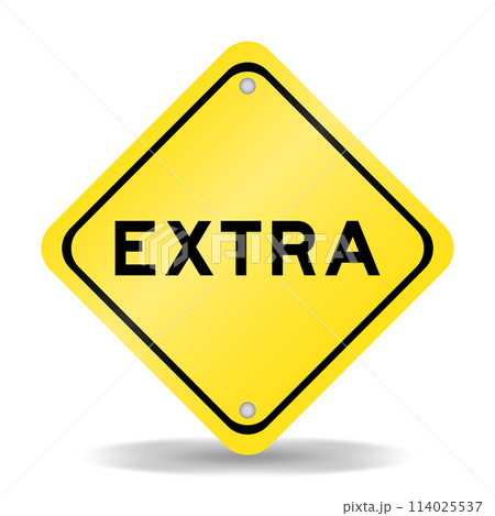 Yellow color transportation sign with word extra on white background Yellow color transportation sign with word extra on white background 114025537
