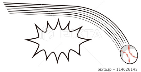 変化球と吹き出し（ビックリマーク） 114026145