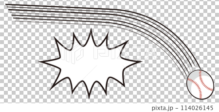 変化球と吹き出し（ビックリマーク） 114026145