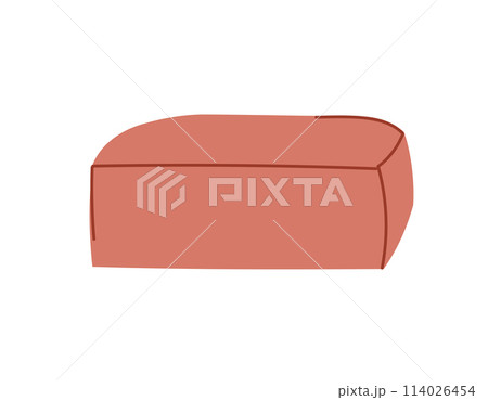 Fashionable pink sofa with retro style pillows. A modern collection of upholstered furniture. Flat vector illustration Fashionable pink sofa with retro style pillows. A modern collection of upholstered furniture. Flat vector illustration 114026454