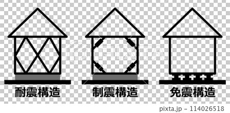 地震に強い免震や耐震補強した頑丈な住宅のイラスト 114026518