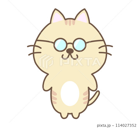 メガネをかけたねこのイラスト素材 [114027352] - PIXTA