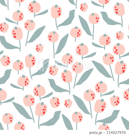 Seamless pattern with flowers in simple style. Creative floral pastel texture. Great for fabric, textile Vector Illustration 114027970