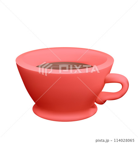 Vector realistic 3D illustration of a red porcelain cup with tea isolated from the background. Homemade mug with coffee. Vector realistic 3D illustration of a red porcelain cup with tea isolated from the background. Homemade mug with coffee. 114028065