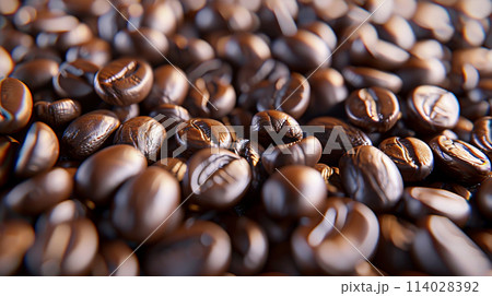 鮮やかな色のコーヒー豆の背景素材 鮮やかな色のコーヒー豆の背景素材 114028392