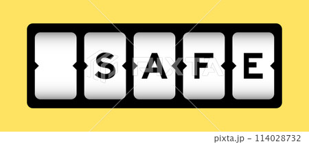 Black color in word safe on slot banner with yellow color background 114028732