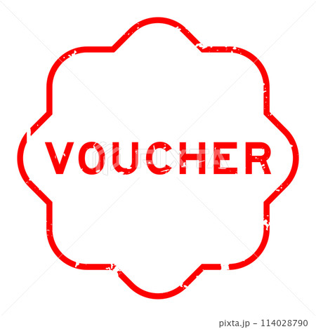 Grunge red voucher word rubber seal stamp on white background 114028790