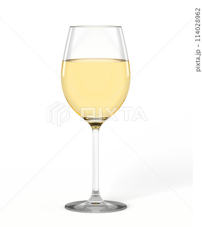 Wine glass half-filled with white wine 114028962