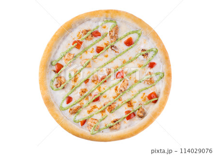 Appetizing Pepperoni Pizza, on a white background, isolate, for a food delivery site, 114029076