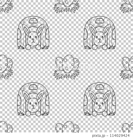 seamless pattern background of Easter bunnies and eggs seamless pattern background of Easter bunnies and eggs 114029424