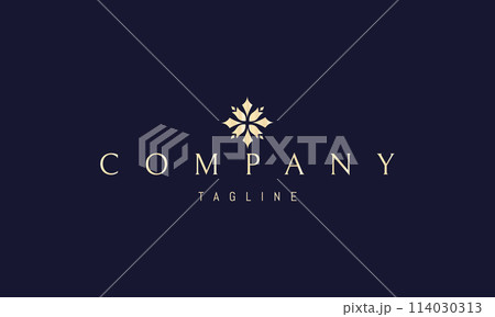 A vector golden logo with an abstract image of a pattern in the form of a cross. A vector golden logo with an abstract image of a pattern in the form of a cross. 114030313