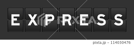 Black color analog flip board with word express on gray background Black color analog flip board with word express on gray background 114030476