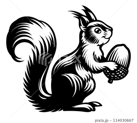 Squirrel Animal Woodcut Vintage Style Icon Mascot Squirrel Animal Woodcut Vintage Style Icon Mascot 114030667
