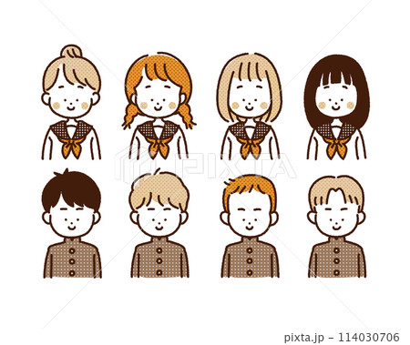 レトロな学生のイラスト・アイコンセット レトロな学生のイラスト・アイコンセット 114030706