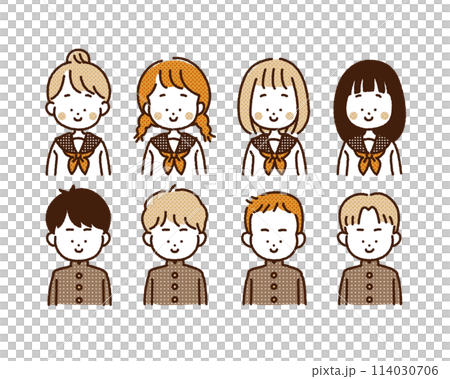 レトロな学生のイラスト・アイコンセット レトロな学生のイラスト・アイコンセット 114030706