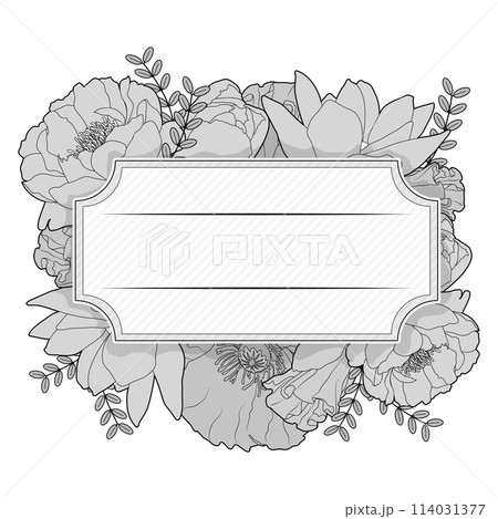 Floral black and white vintage label. Floral black and white vintage label. 114031377