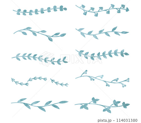 水彩風の植物装飾フレームセット、テキスト装飾素材、デコレーション 水彩風の植物装飾フレームセット、テキスト装飾素材、デコレーション 114031380