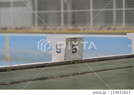 学校のプールの飛び込み台 114031621