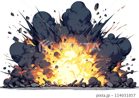 漫画風の爆発の瞬間の背景イラスト 114031857