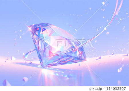 キラキラと輝きを放つダイヤモンドのイラスト 114032307